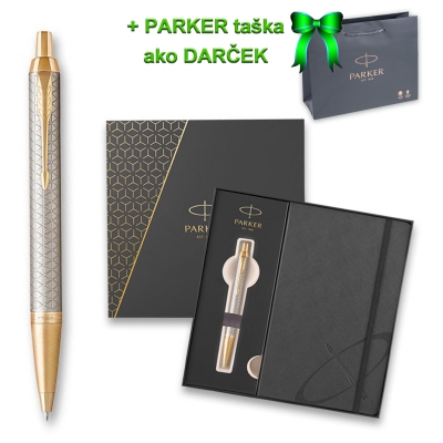 Parker IM Premium Warm Grey pero GT BP, darčeková kazeta so zápisníkom